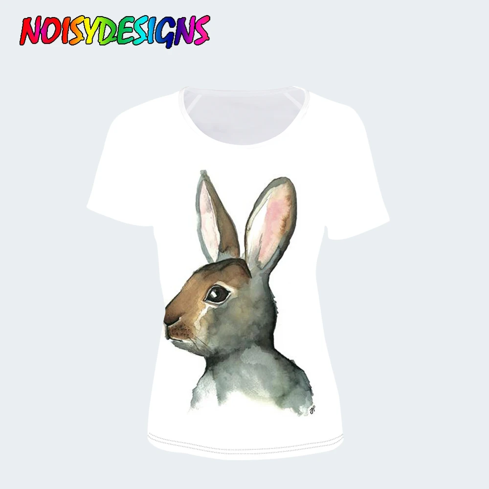 NOISYDESIGNS милые топы с кроликом модная футболка для женщин летняя коротким рукавом