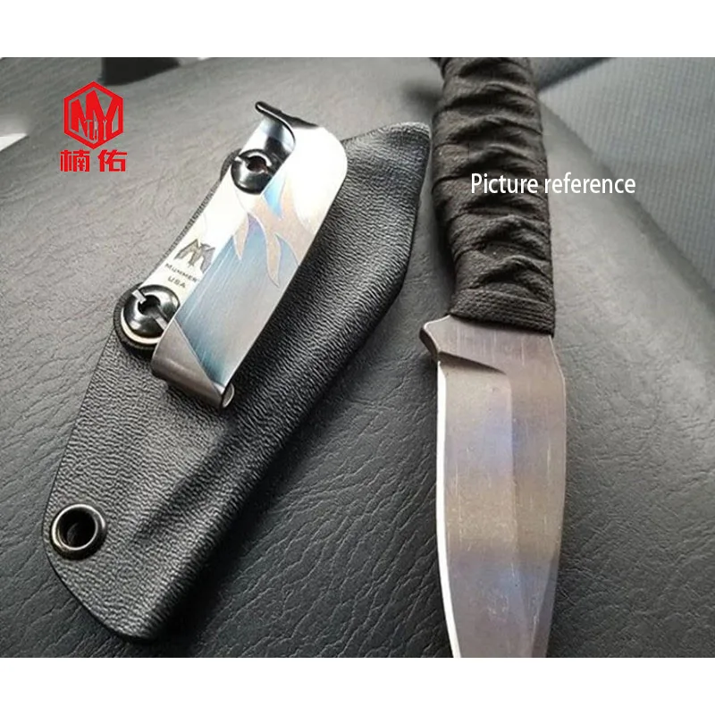 1PC EDC Titanium Alloy Leather Case Back Clip Goods Supporting K Plate Scabbard Knife Sleeve Protection Belt Waist | Спорт и