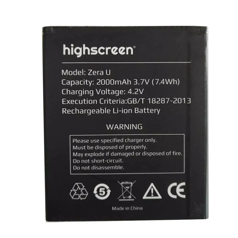 2000 мА/ч сотовом телефоне Батарея для Highscreen Zera U телефон с подставка