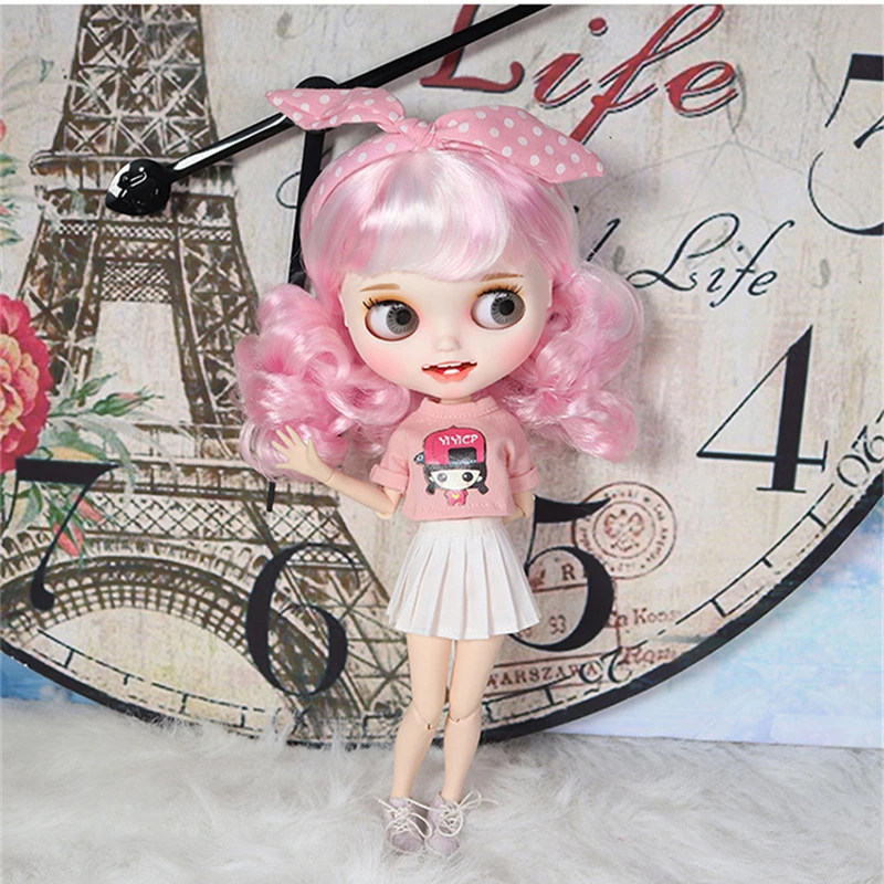 ICY DBS Blyth doll licca body toy белая юбка розовая рубашка Милая Одежда для девочек наряды в