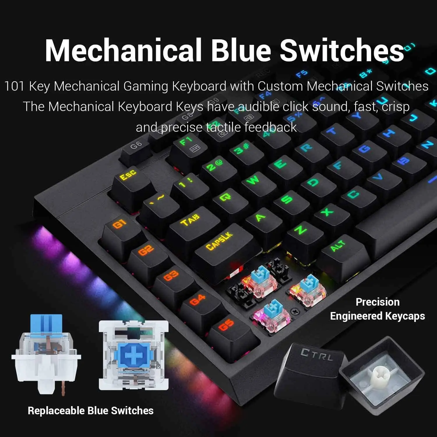 Программируемая Механическая игровая клавиатура Redragon K588 с RGB светодиодной