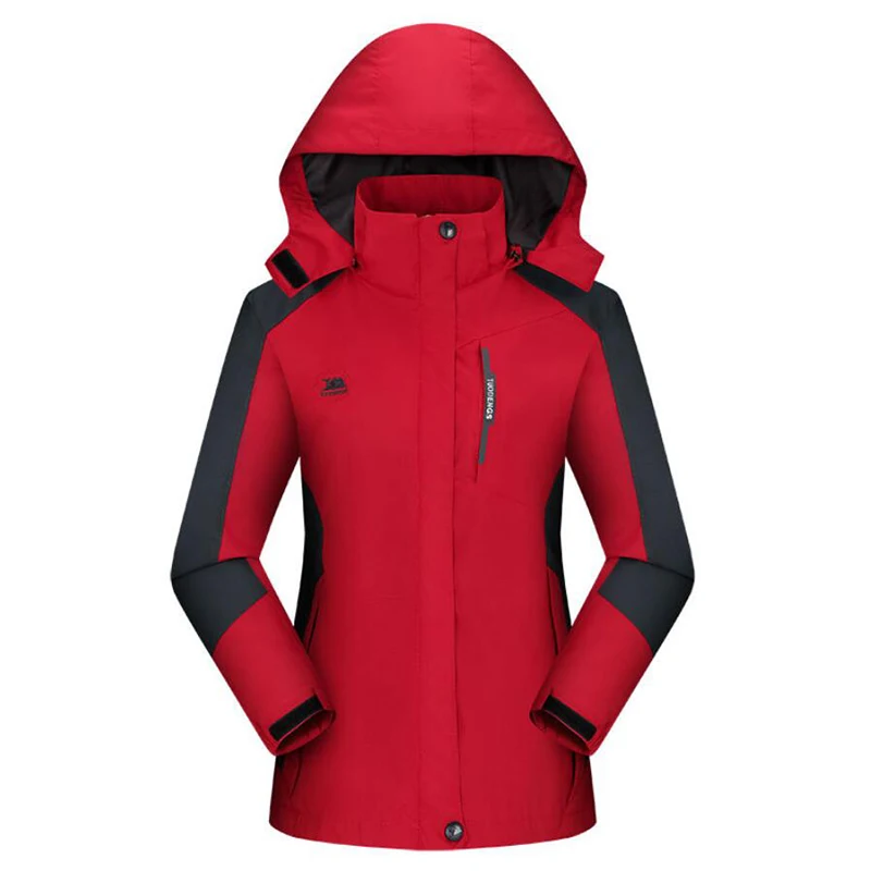 Куртка женская однотонная Толстая с капюшоном водонепроницаемая теплая