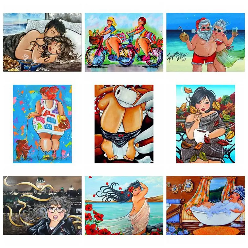 Новый стиль полная круглая/квадратная Алмазная картина толстые дамы Dikke дам