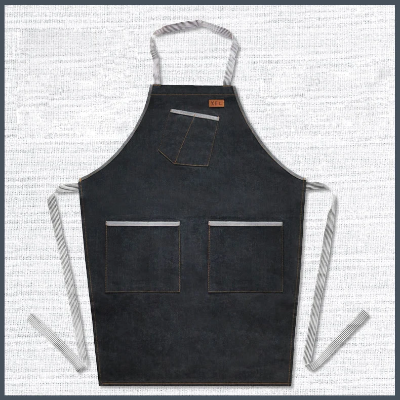 Фартук корейский модный джинсовый для мужчин и женщин Одежда ресторана работы