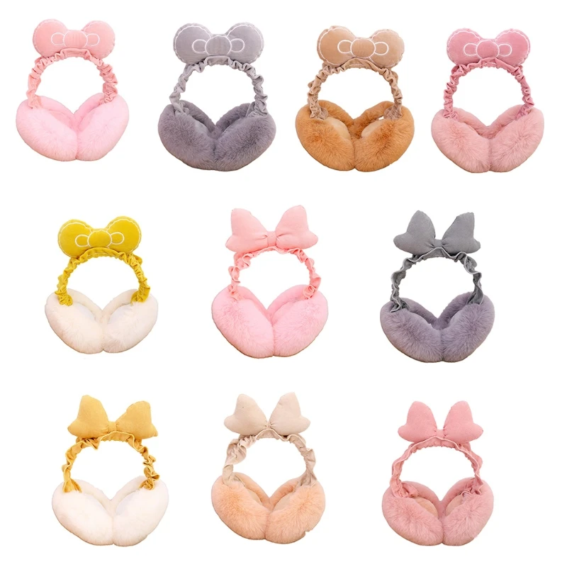 

Winter Earmuffs For Kids Princess Foldable Bowknot Winter Fleece Headband