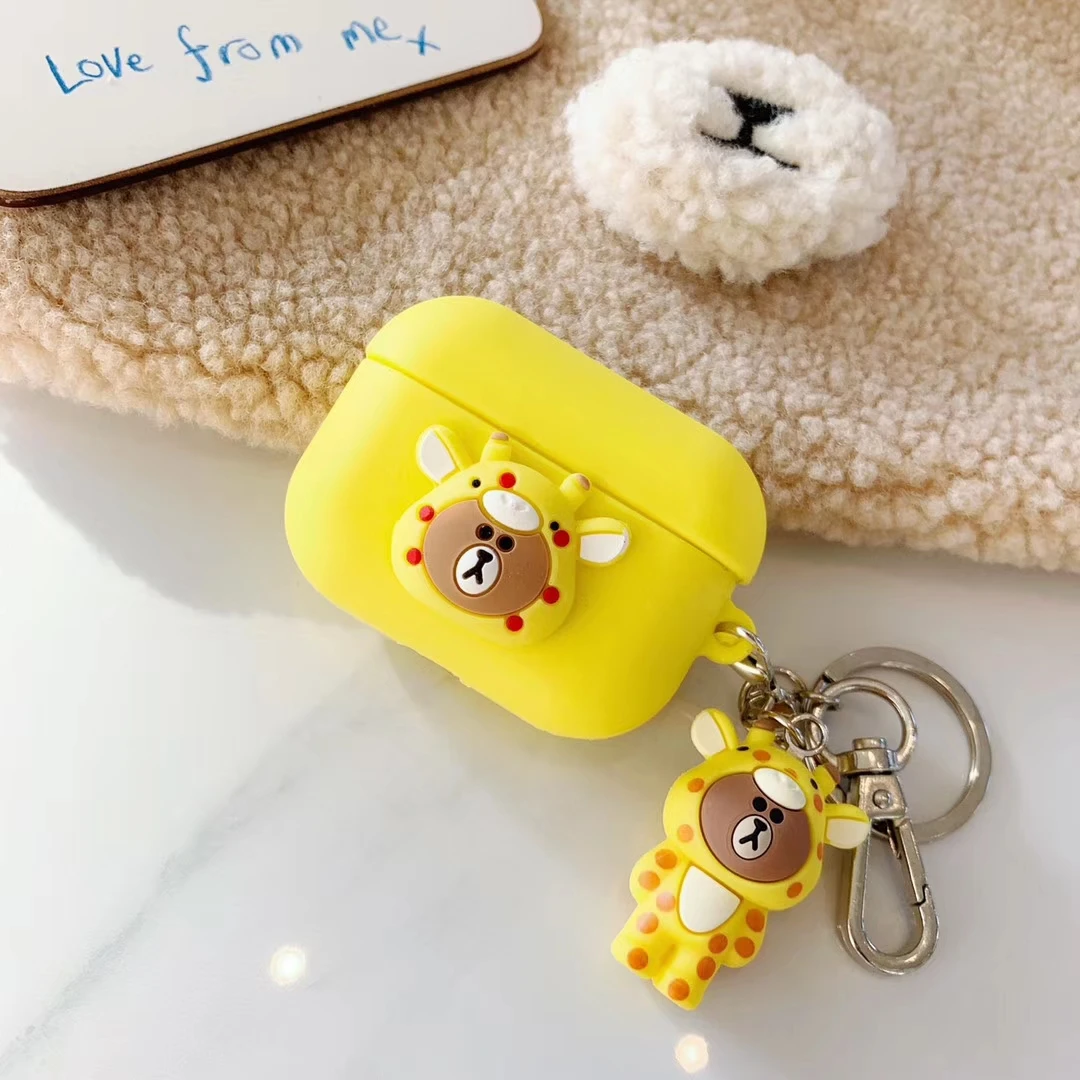 Для Apple Airpods Pro Чехол 3D милый мультяшный силиконовый чехол для наушников для Airpod 3 Чехол Для Air Pods Pro Портативный брелок - Цвет: 1