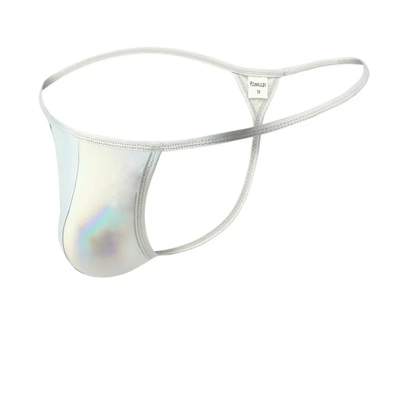 Мужские стринги из искусственной кожи микро бикини сексуальные с мешочком для