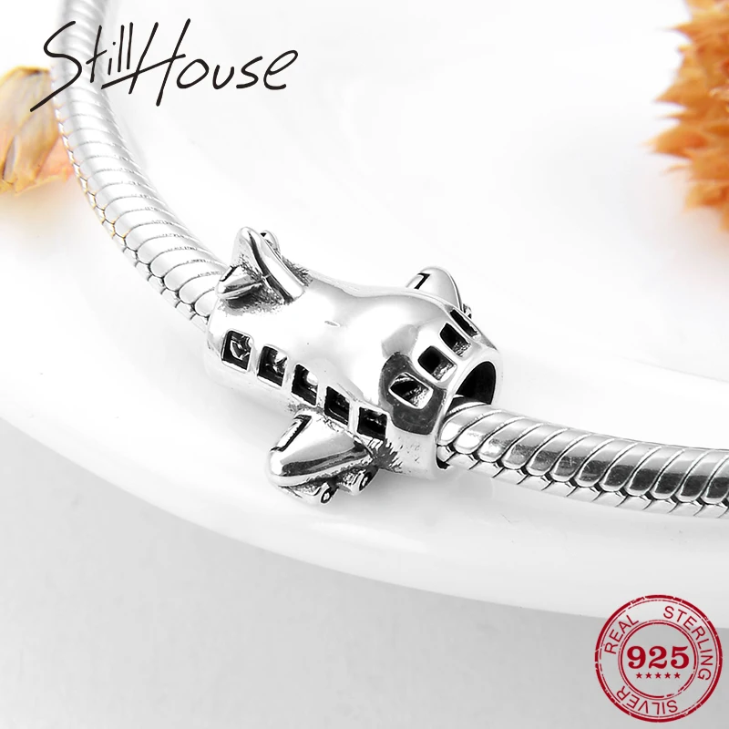 Подвески-бусины в форме самолета из настоящего серебра подходят для