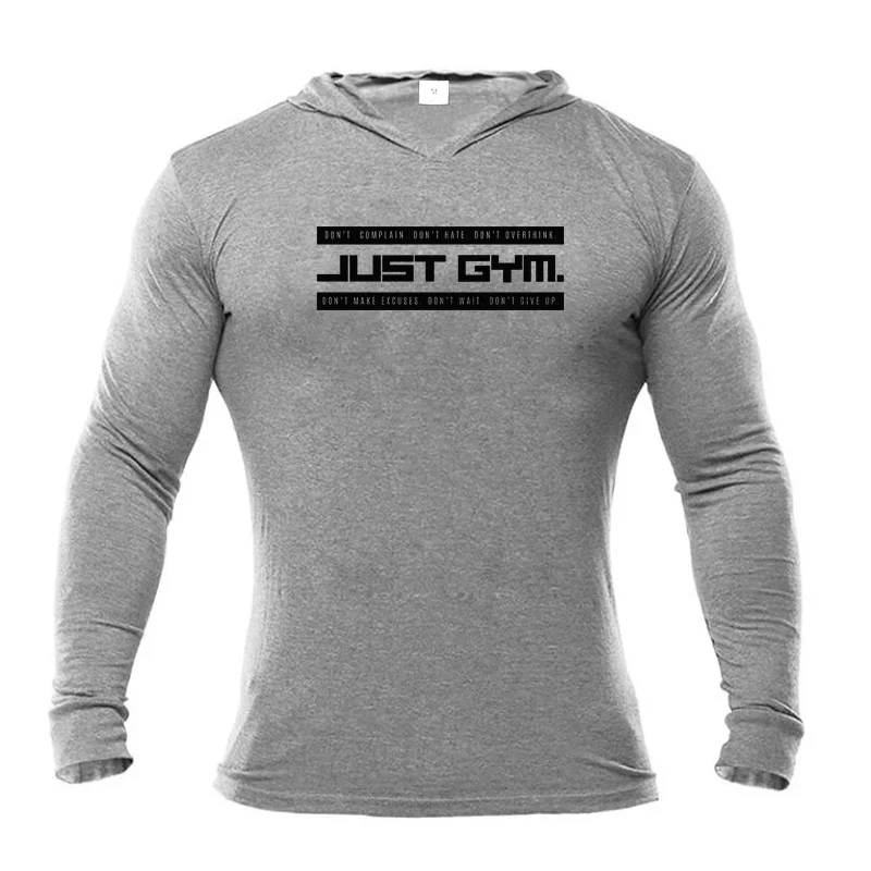 

New Fashion Men's Long Sleeve Hooded T Shirts Cotton Fitness Tee Shirt Hoodies Bodybuilding Slim Fit Sweatshirts Gym Tshirts