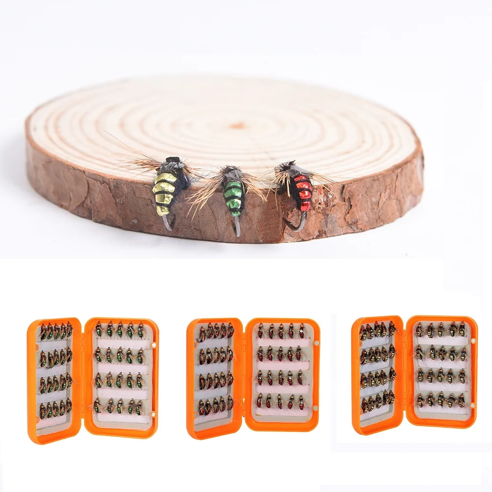 

40 Pieces/Box Salmon Trout Fishing Flies Lures with Assorted Hooks