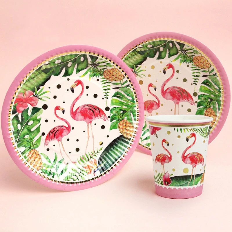 10 шт./компл. одноразовые тарелки с фламинго стаканы для украшения свадеб дней