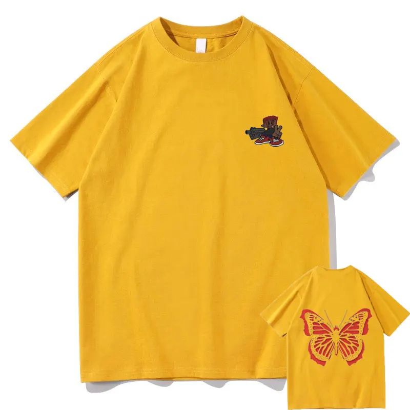 Awesome Playboi Carti Hip Hop Oversized Tee Short Sleeve 2pac Rap T-shirt Harajuku Red Butterfly Print Tshirt Men Women T Shirts