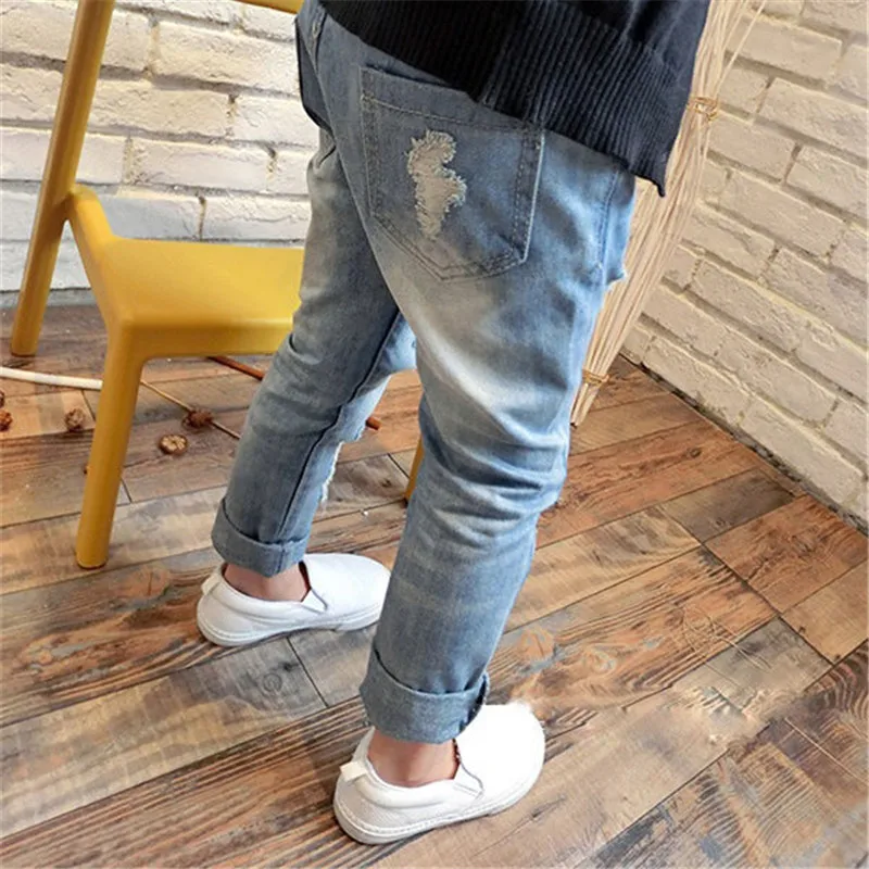 Kids Broken Hole Jeans 2020 Spring/Summer Fashion Children Ripped Denim Trousers Pants For Baby Boys Girls 2-10 Years Wear TX083 images - 6