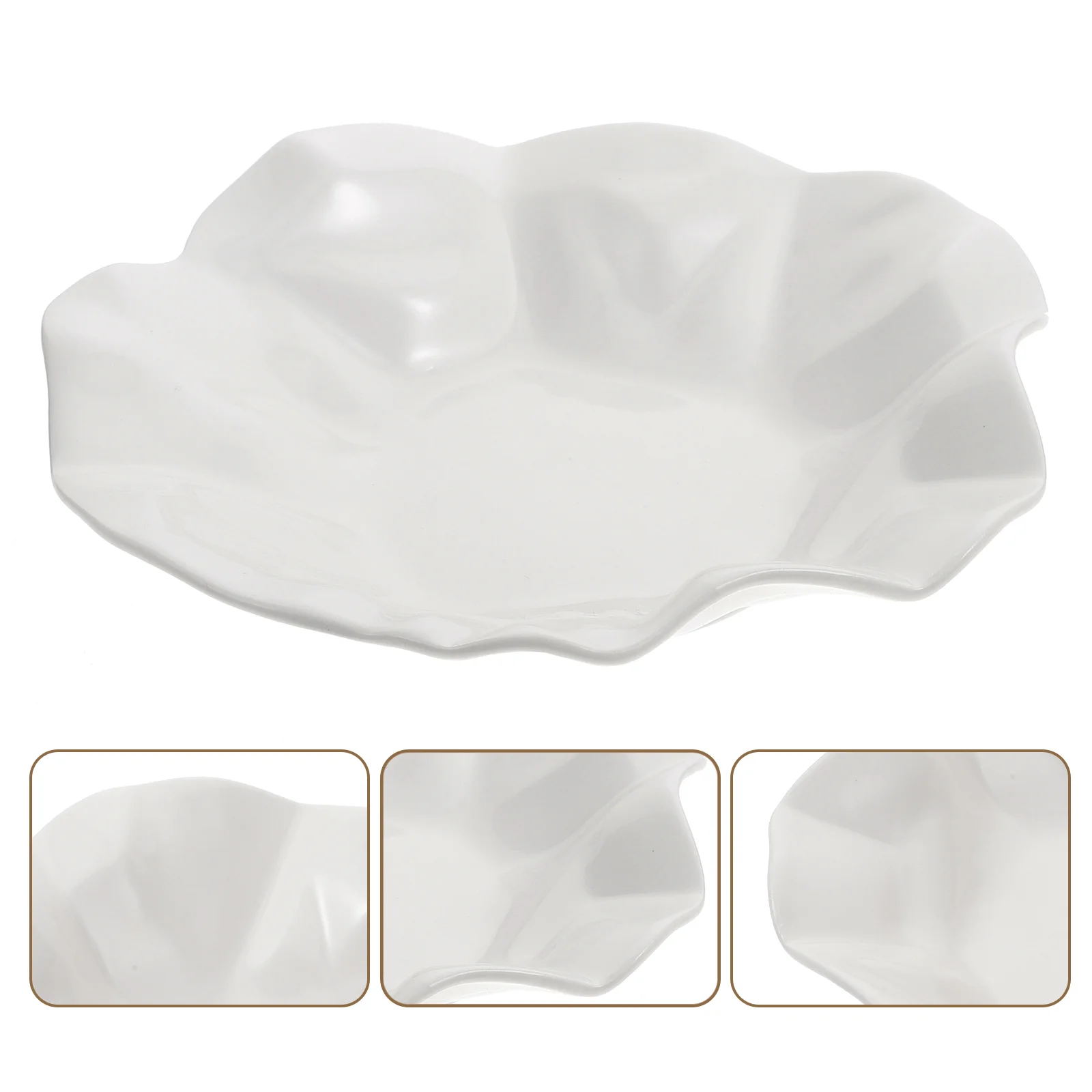 

1Pc Delicate Ceramic Food Tray Irregular Fold Dish Household Kitchen Plate