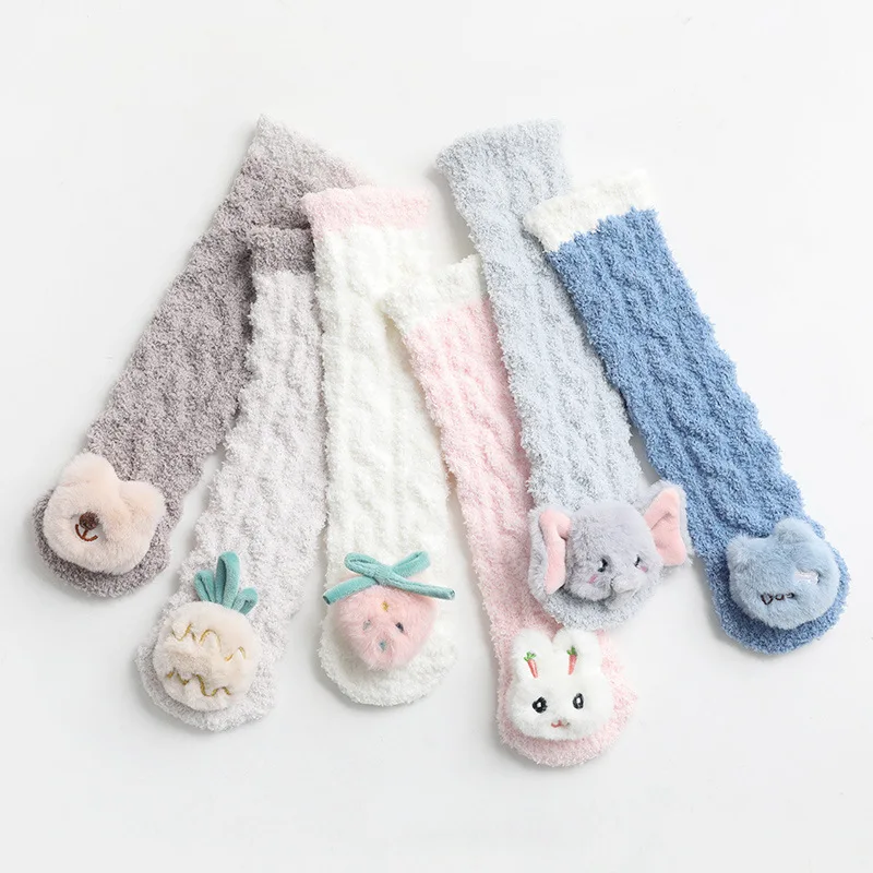 

Baby Socks Coral Fleece Thickened Baby Socks Cartoon Dolls Newborn Socks Boys and Girls Accessories Socks
