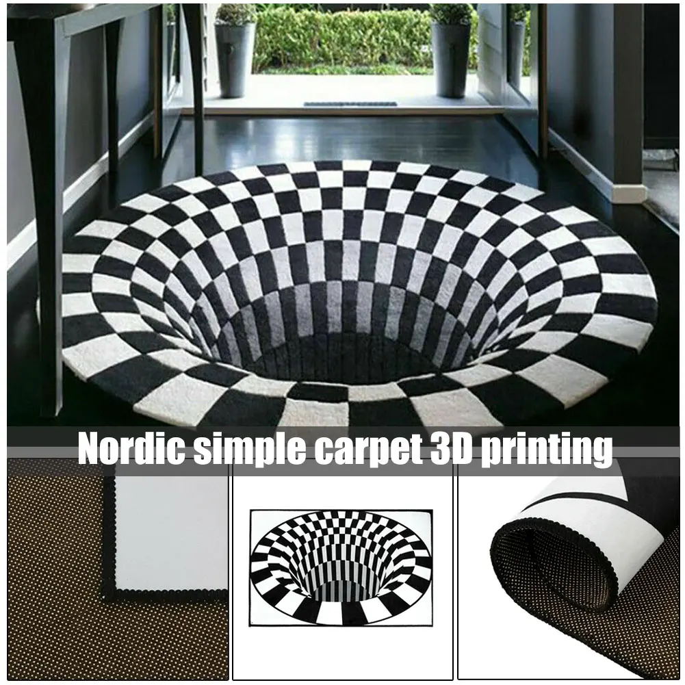 Хит 3D вихревой принт Оптическая иллюзия ковер коврик для пола нескользящий