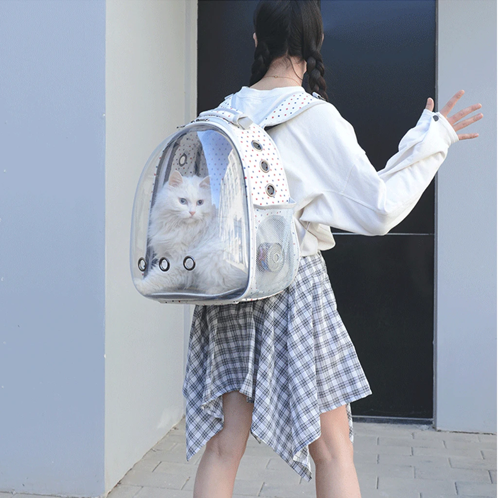 С рисунком собачки и котика Pet Carrier Рюкзак прозрачная капсула дышащая обувь для