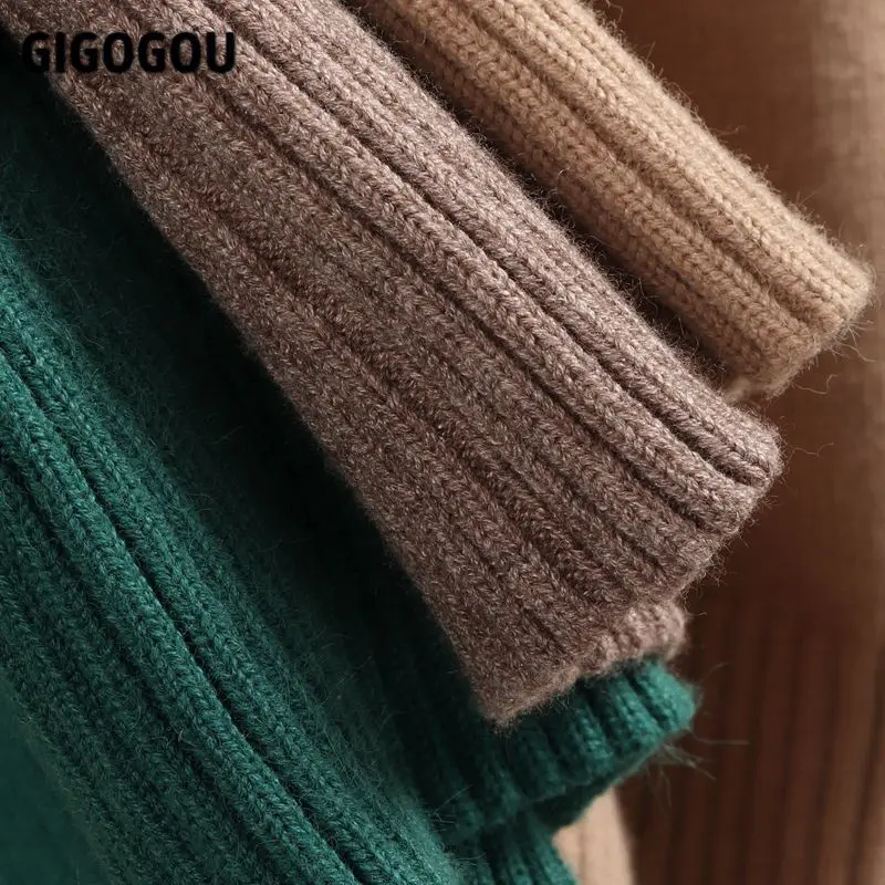 Женское длинное трикотажное прямое платье GIGOGOU плотное теплое кашемировое