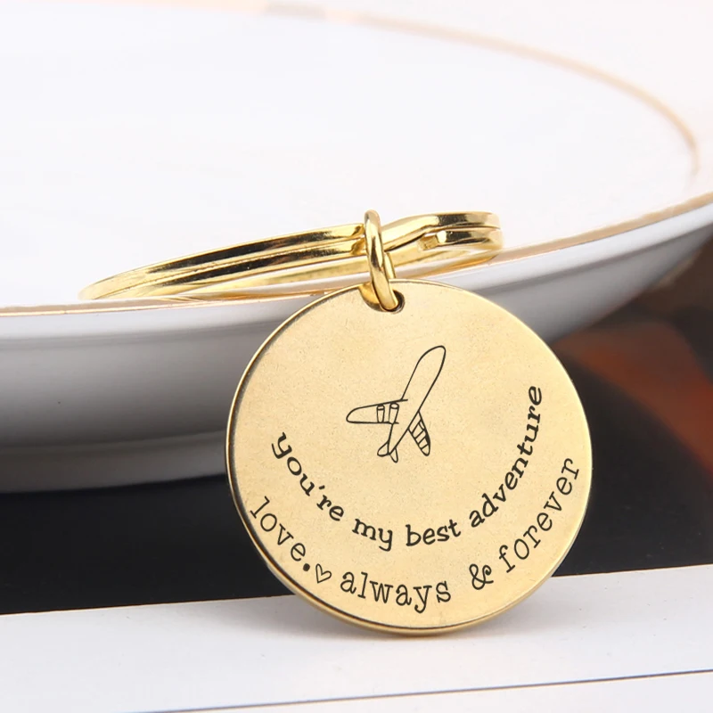 FLYANGEL Круглый Свадебный брелок с гравировкой Вы мое лучшее приключение любовь