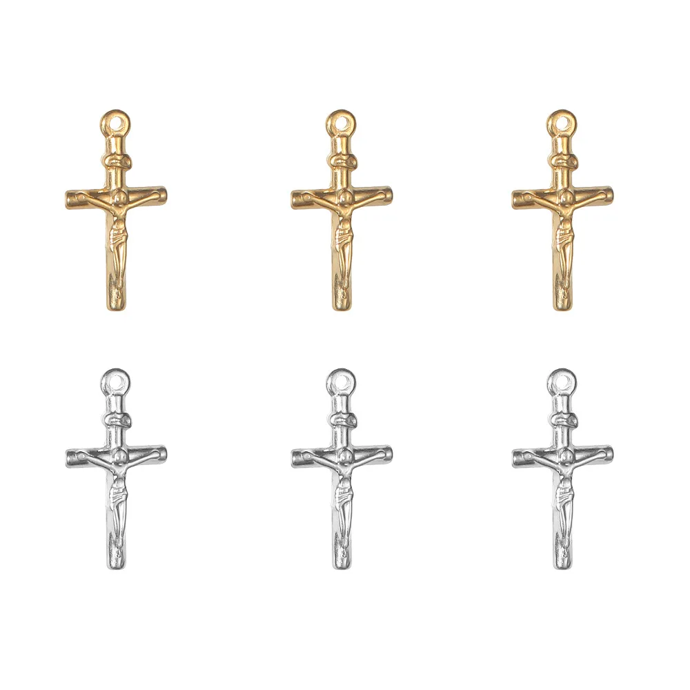 

Retro Religious Stainless Steel Tag Jesus Cross 15*30mm Charm Men's Pendant DIY Jewelry Accessories for Necklace