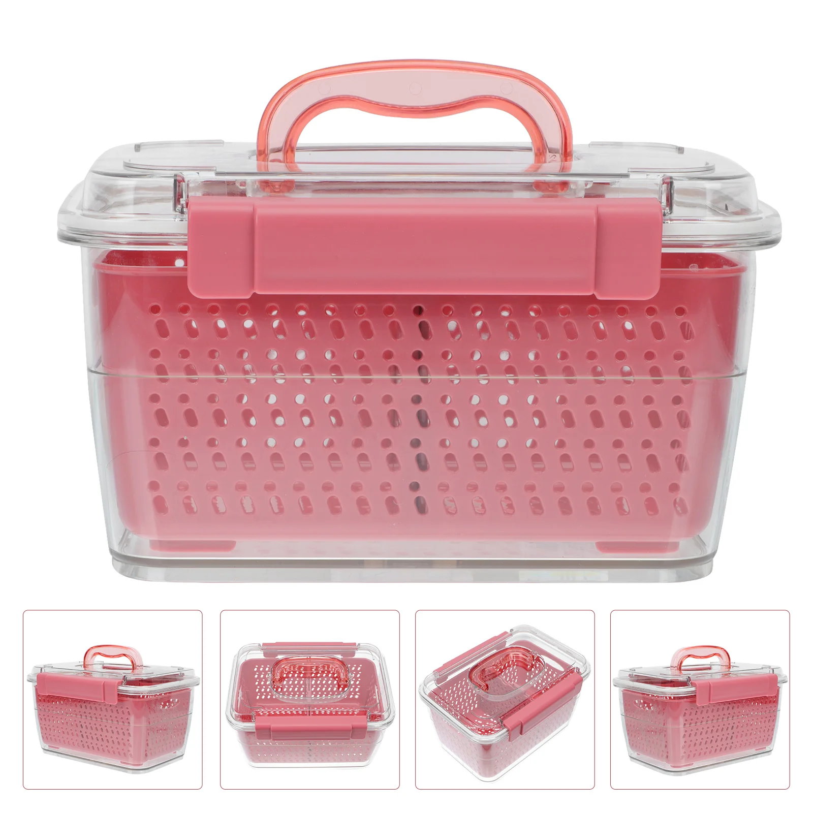 

1Pc Handheld Storage Case Plastic Storage Box Household Draining Basket