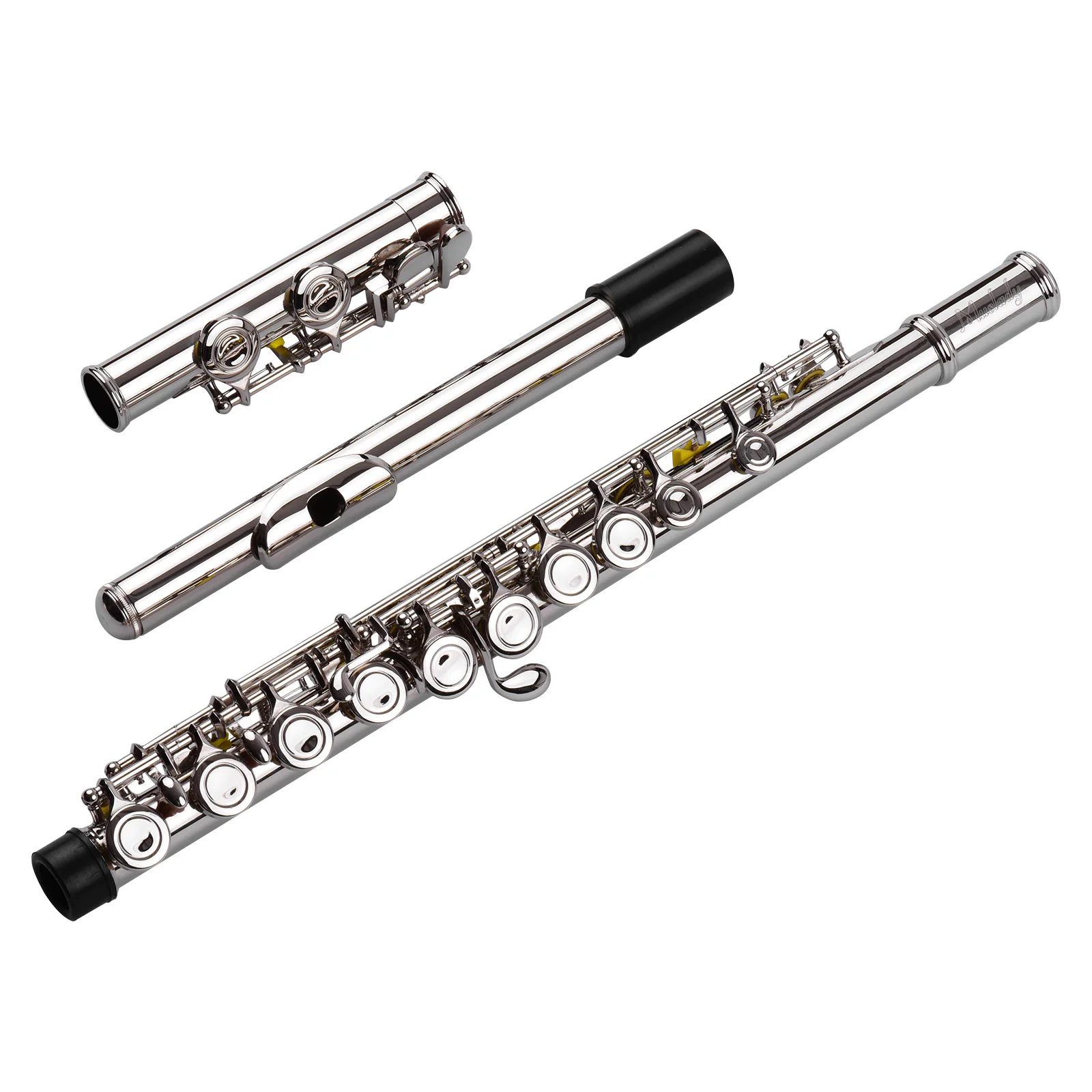 

Muslady Concert Flute Nickel Plated 16 Holes C Key Cupronickel Woodwind Instrument with Cleaning Cloth Gloves Screwdriver Bag