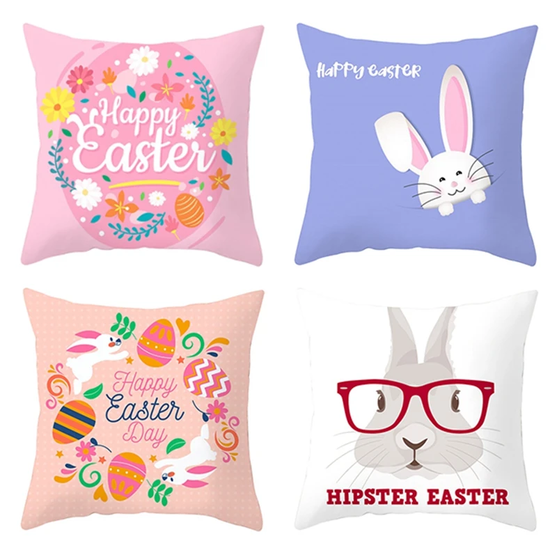 

45X45CM Чехлы Счастливой Пасхи повязка на голову с "кроличьими Подушка Чехол Диван-подушка чехол s Пасхальный домашний декор 4 шт.