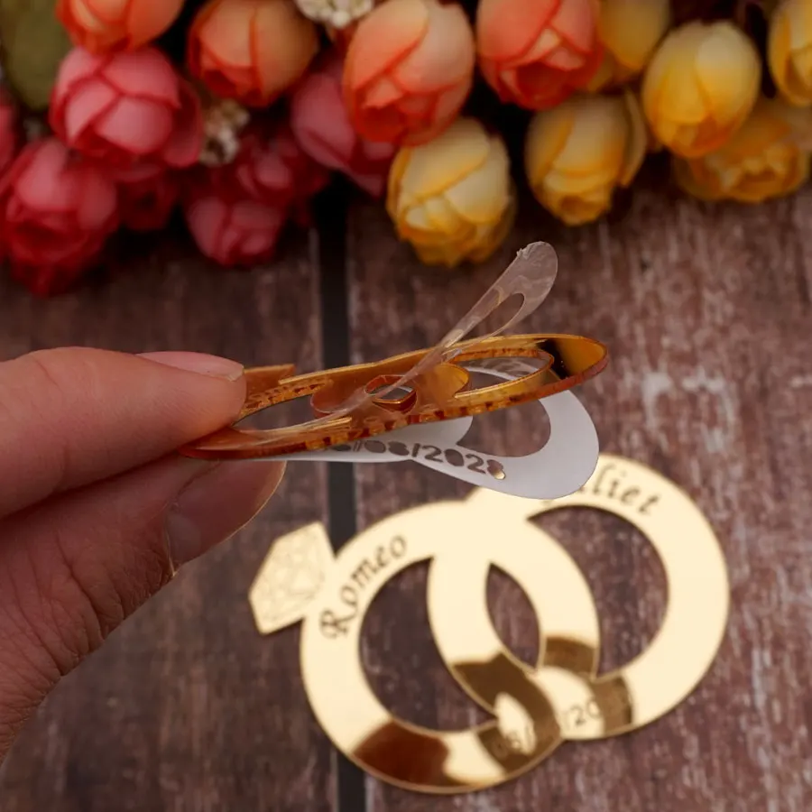 20 шт. акриловые зеркальные наклейки в виде двух колец для жениха ширина 7 см 5 4