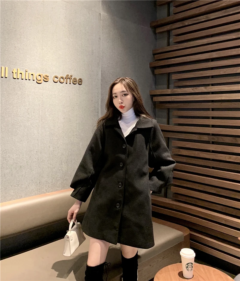 

Female Overcoat With Buttons Casual Slim Waist Plus Size Elegant Women Winter Long A-Line Coat Manteau Femme Hiver Abrigo Mujer