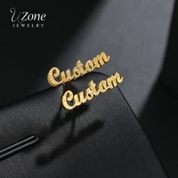 uzone 1 pair custom frosted name stud earrings stainless steel personalized nameplate letter earrings for women girls brincos