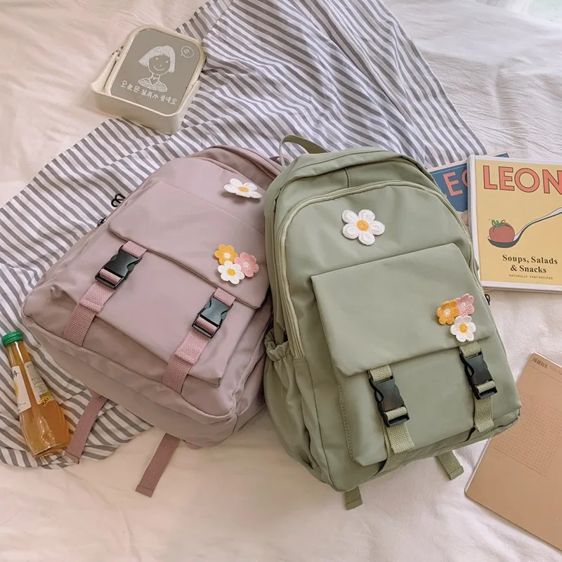 

Floral School Bags for Girls Teenage Backpack Female Middle High School Students Women Bookbag Lightweight Soft Campus Schoolbag