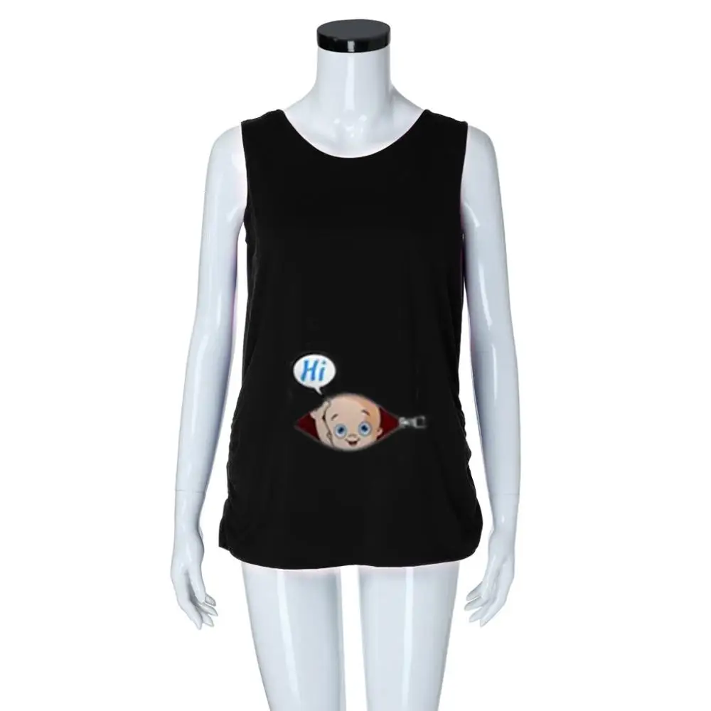 

Fashion pregnant women cute print kids pattern vest sleeveless T-shirt maternity shirt pregnant women shirts maternity dress