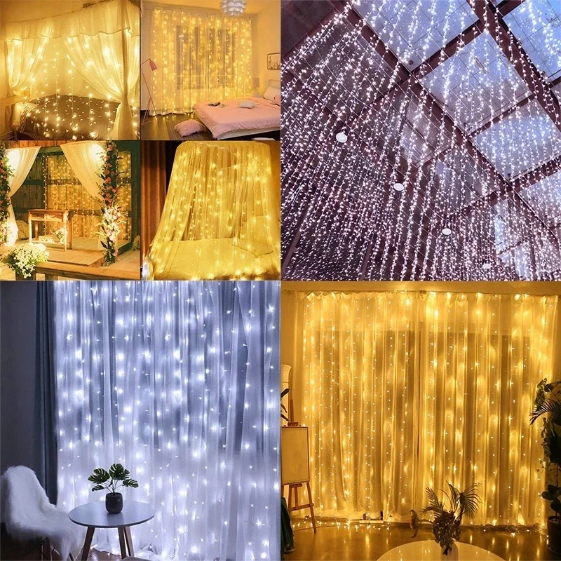 

LED String Lights Christmas Decoration Remote Control USB Wedding Garland Curtain 3M Lamp Holiday For Bedroom Bulb Outdoor Fairy