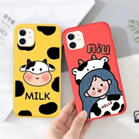 cute cartoon phone case for iphone 13 pro max 11 12 pro max x xr xs max 8 7 plus se 2020 lovely cows girl soft yellow blue cover