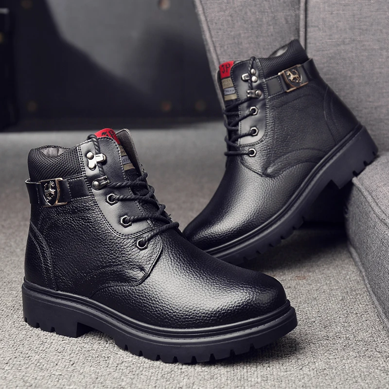 

2020 new autumn and winter brand warm men's winter leather men's waterproof rubber snow boots casual boots retro shoes