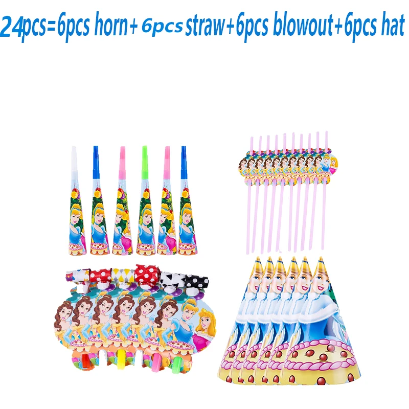 

Disney Cartoon Princess Girls Birthday Decorations Party Supplies Disposable Tableware Set Plates Cups Napkins Kids Favors Gifts