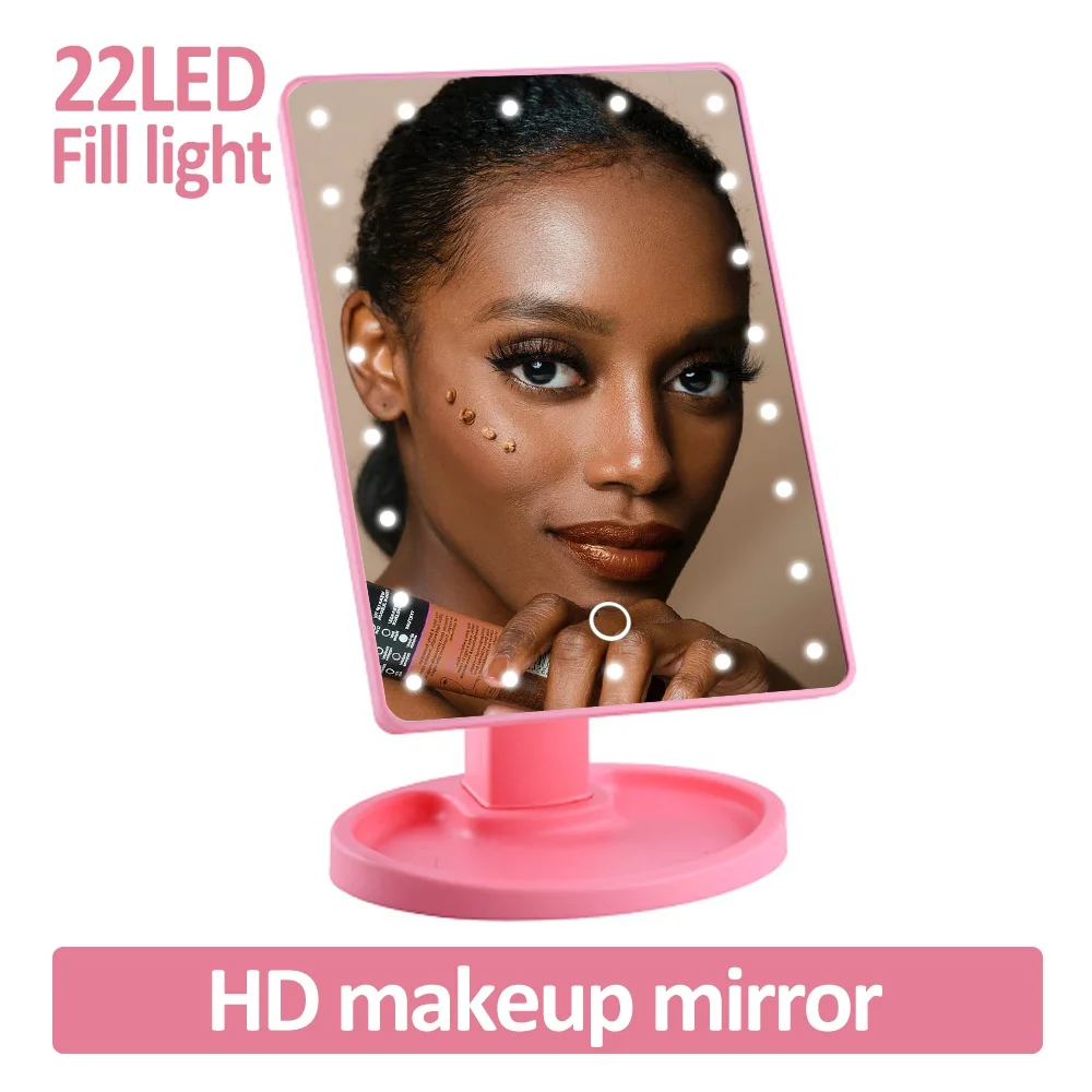 

Makeup Vanity Mirror With LED Light Adjustable Table Dressing Mirrors Touch Dimmer 180 Degree Rotation Beauty Tool Makeup Mirror