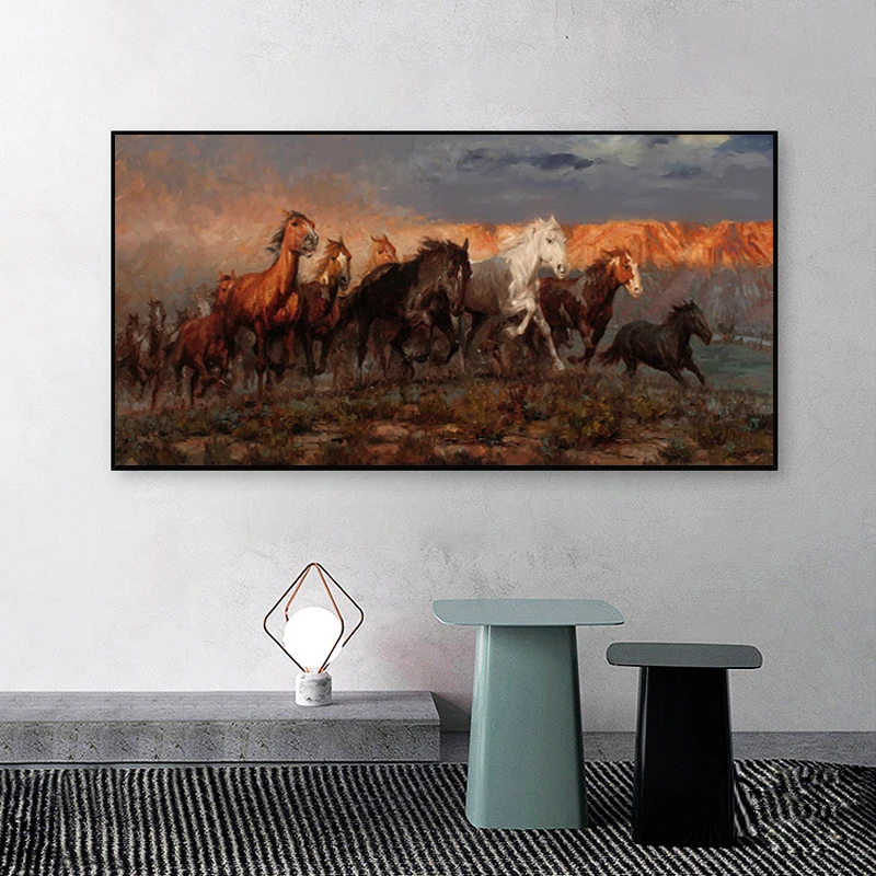 Modern Painting A Group of Colorful Running Horse Animals Prints on Canvas Wall Art Posters Artistic Picture for Living Room | Дом и сад