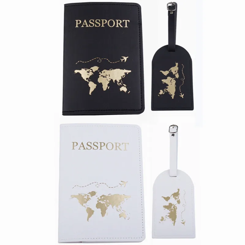 New Map Passport Cover Luggage Tag Couple Passport Cover Case set Letter Travel Holder Lovers Passport Cover CH38LT53