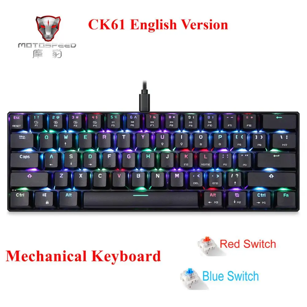 Игровая механическая клавиатура MOTOSPEED CK61 портативная Проводная USB с 61 клавишей