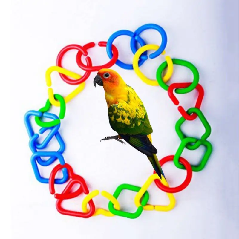 

20Pcs Parrot Bite Chew Play Toy Bird DIY Accessories Colorful Plastic Chain Link