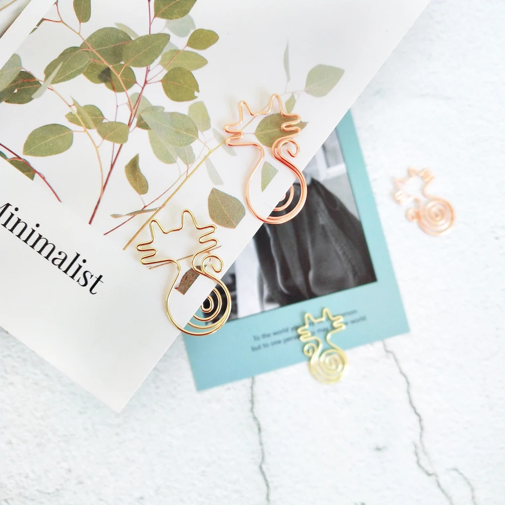 Платье-пачка 20 шт./кор. милый кот розовое золото Бумага зажимы булавки книга Закладка для книги зажим для бумаг, офисные и школьные принадлежности H0334