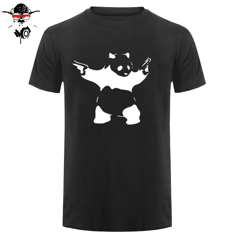 Новая летняя футболка с рисунком банкси панды пистолеты мужская повседневная