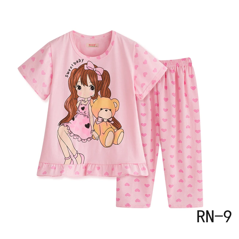 Летние детские пижамы 2020 хлопковая одежда для сна с короткими рукавами девочек