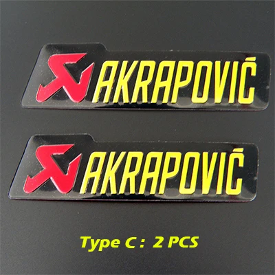 Type C 2PCS Универсальный алюминиевый Akrapovic стикер s глушитель наклейка глушитель наклейки для мотоцикла и автомобиля Наклейка - Название цвета: Type C 2PCS