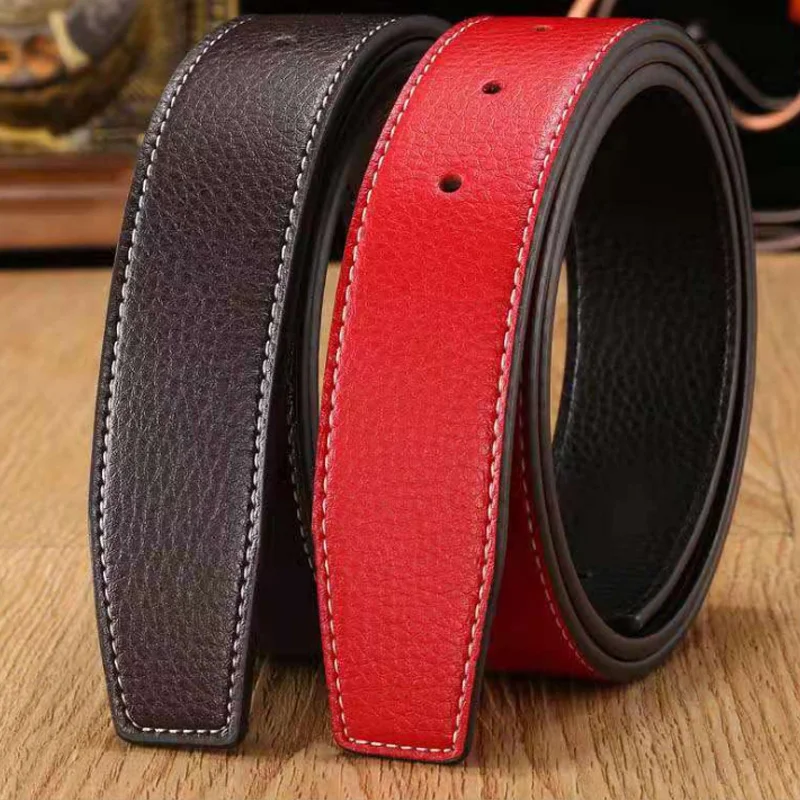 

No Buckle 3.7cm Width Cowskin Genuine Leather Belt Men Without Automatic Buckle Strap Two-layer Cowhide Waistband