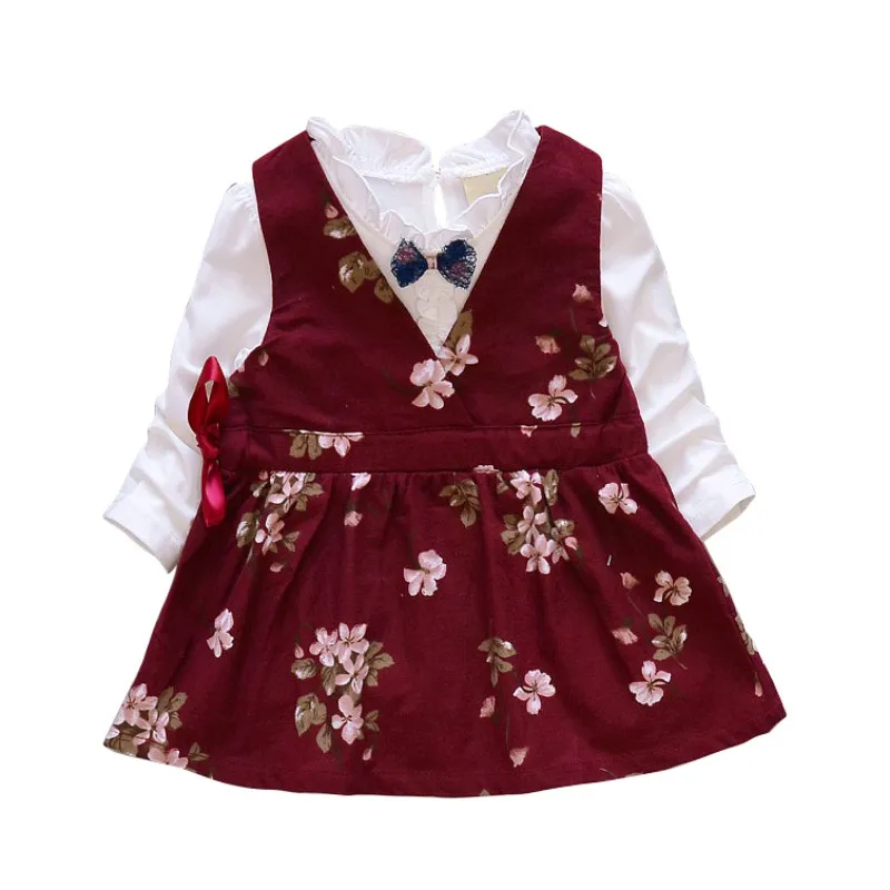 Осенний комплект одежды для девочек футболка принцессы с длинными рукавами