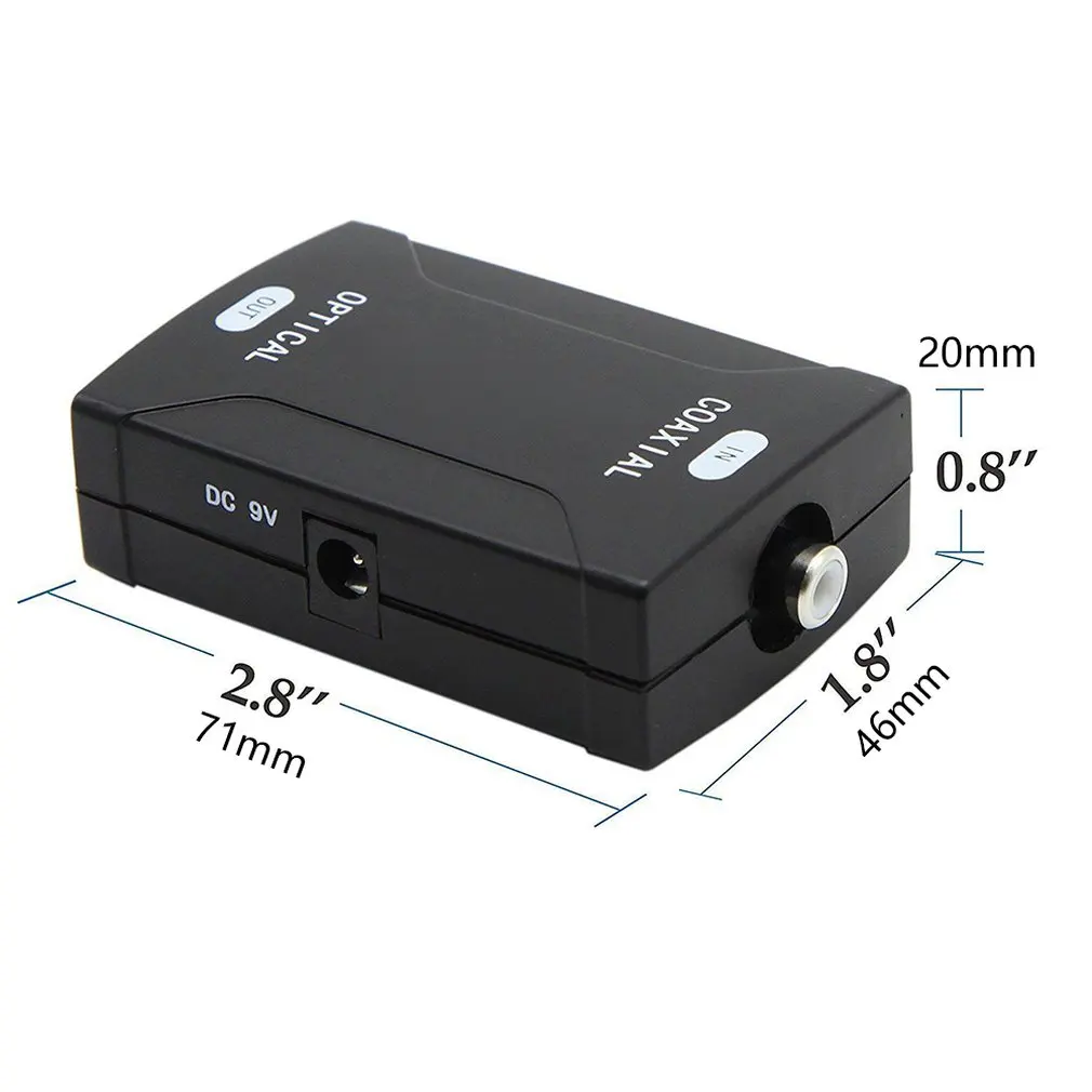 HOT Digital Coax Coaxial RCA to Optical TOSlink SPDIF Audio Converter Adapter Support Dolby AC-3 5.1 and DTS Sound |