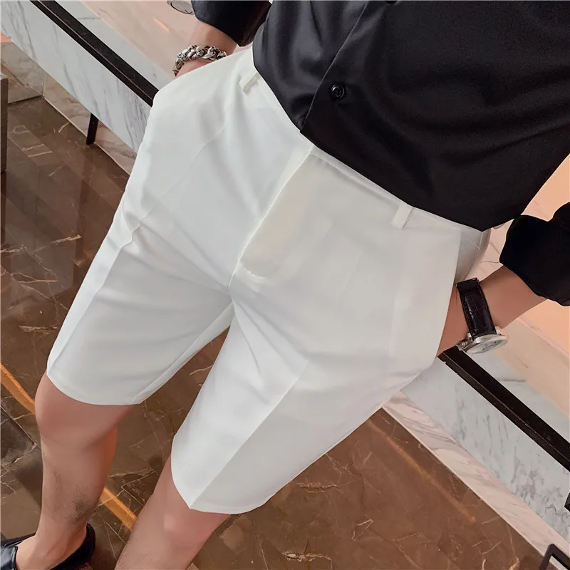 Модные тонкие шорты в британском стиле Мужская одежда простая приталенная