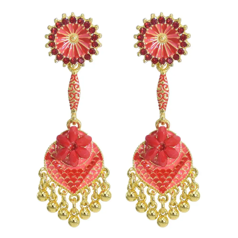 2020 New Fashion Trendy Earrings Female all-match out For Women Colorful flowerswith Bells Rhinestones | Украшения и аксессуары